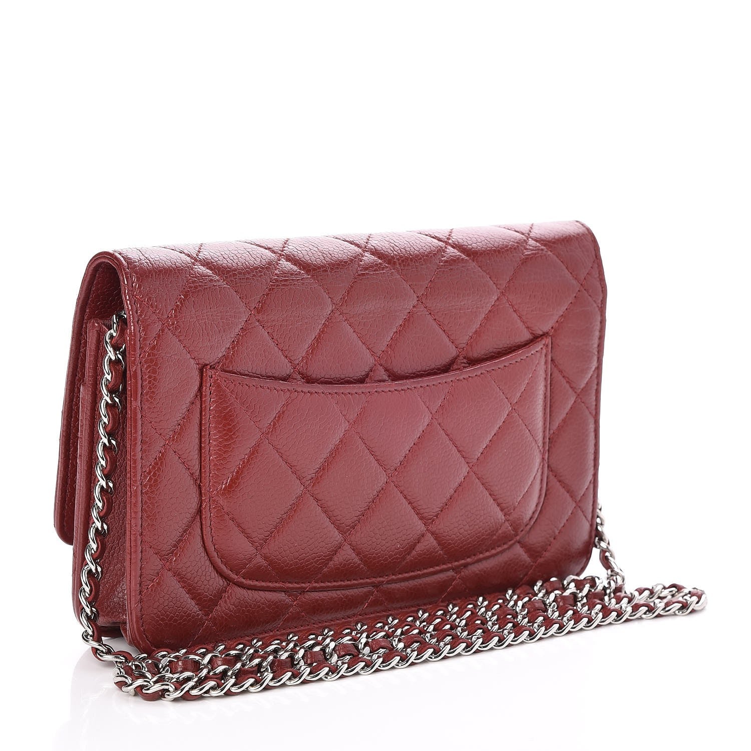 Chanel Caviar Quilted Wallet On Chain WOC Burgundy 3 of 8
