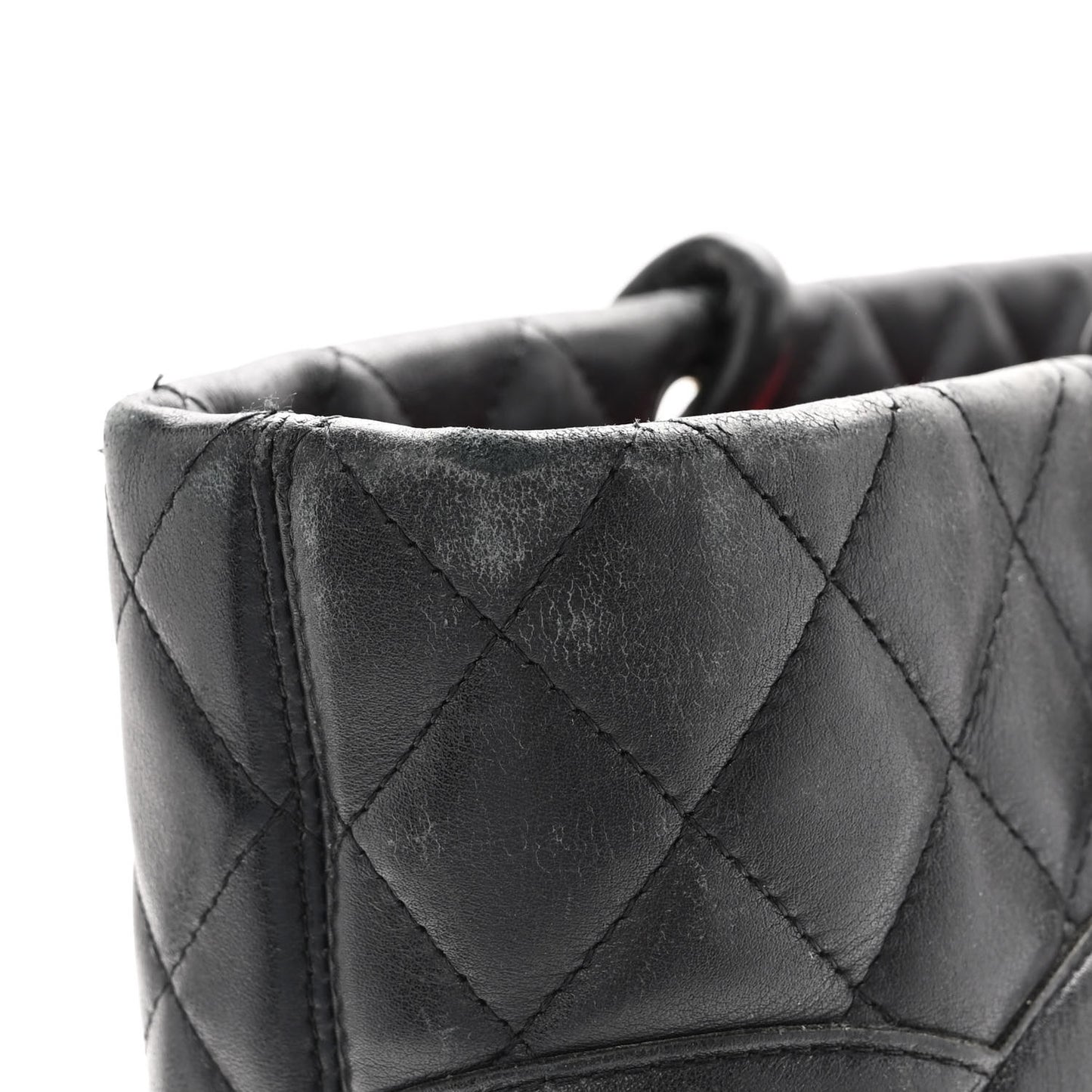 Calfskin Quilted Large Cambon Tote Black