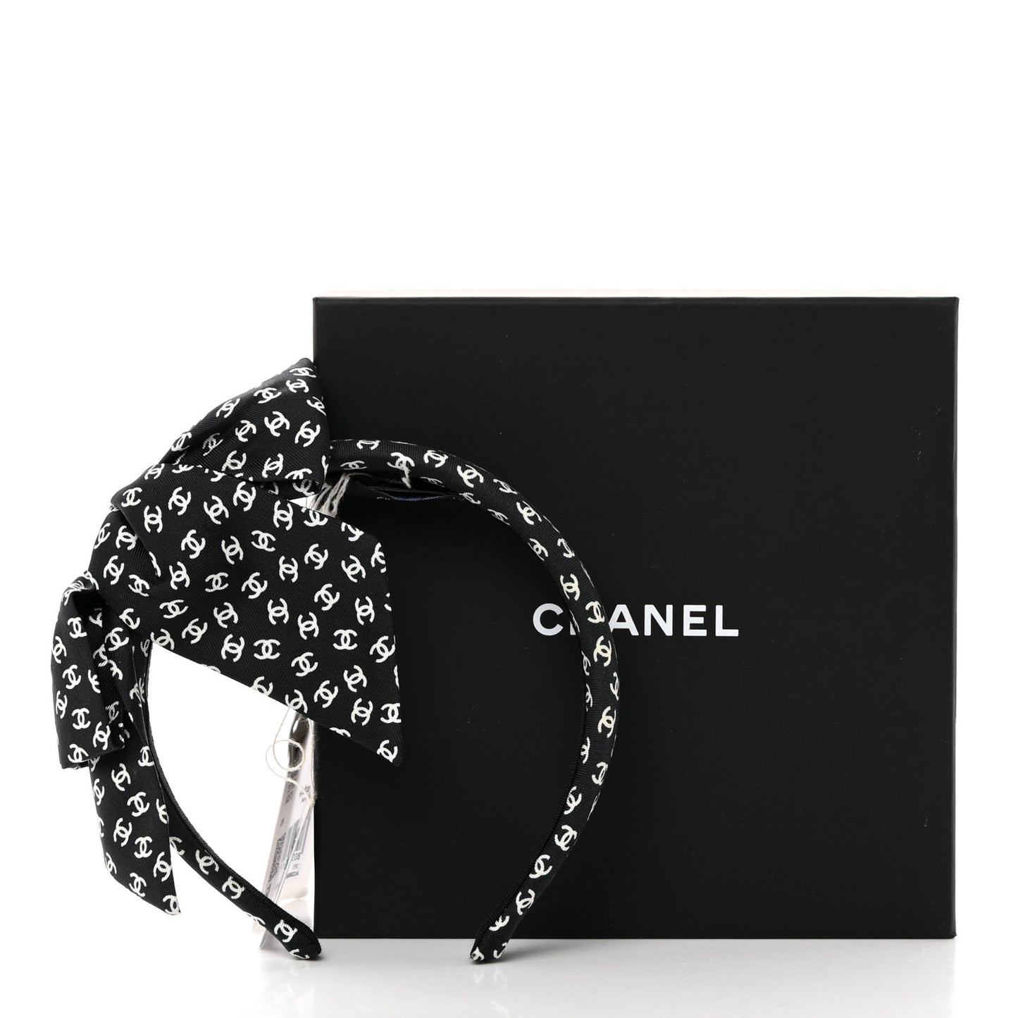 Silk Bow CC Headband Black Ecru