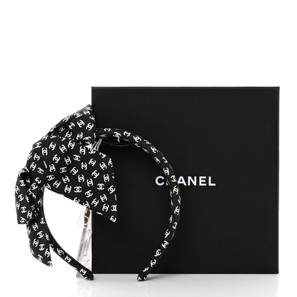 Chanel Silk Bow CC Headband Black Ecru 6 of 6