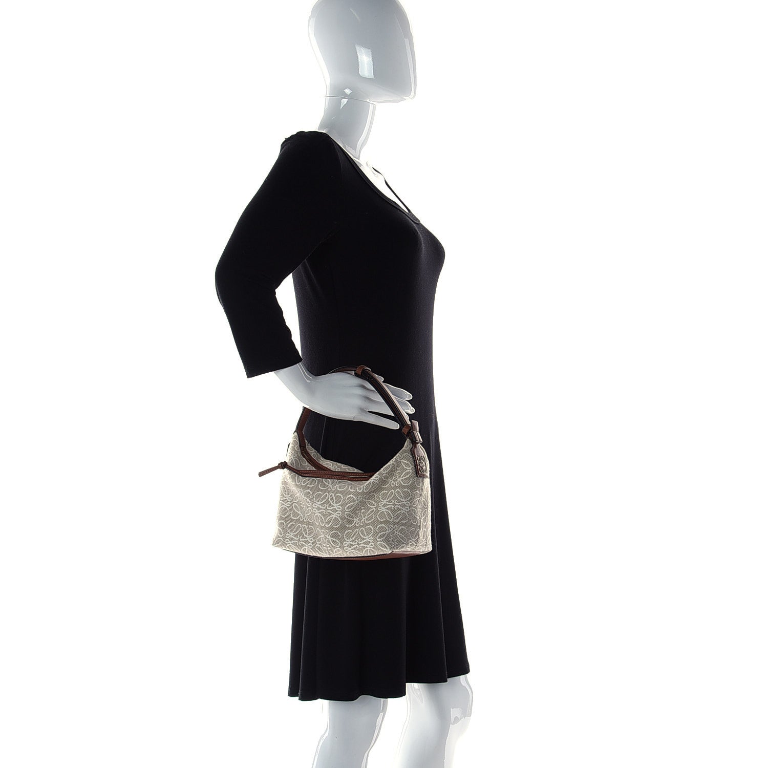 Loewe Jacquard Anagram Calfskin Small Cubi Bag Ecru Tan 2 of 9