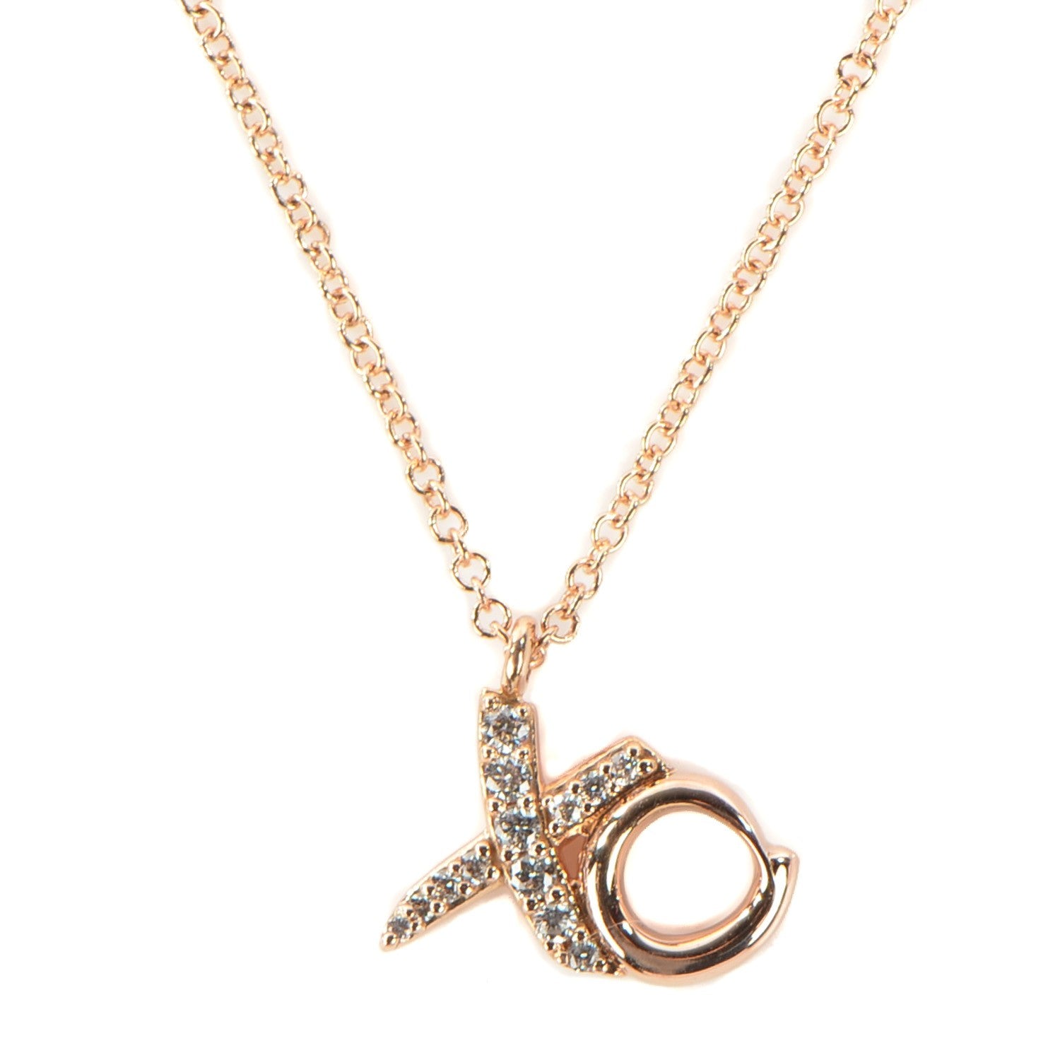 Tiffany 18K Rose Gold Diamond Paloma Picasso Mini Love and Kisses Pendant Necklace 1 of 5