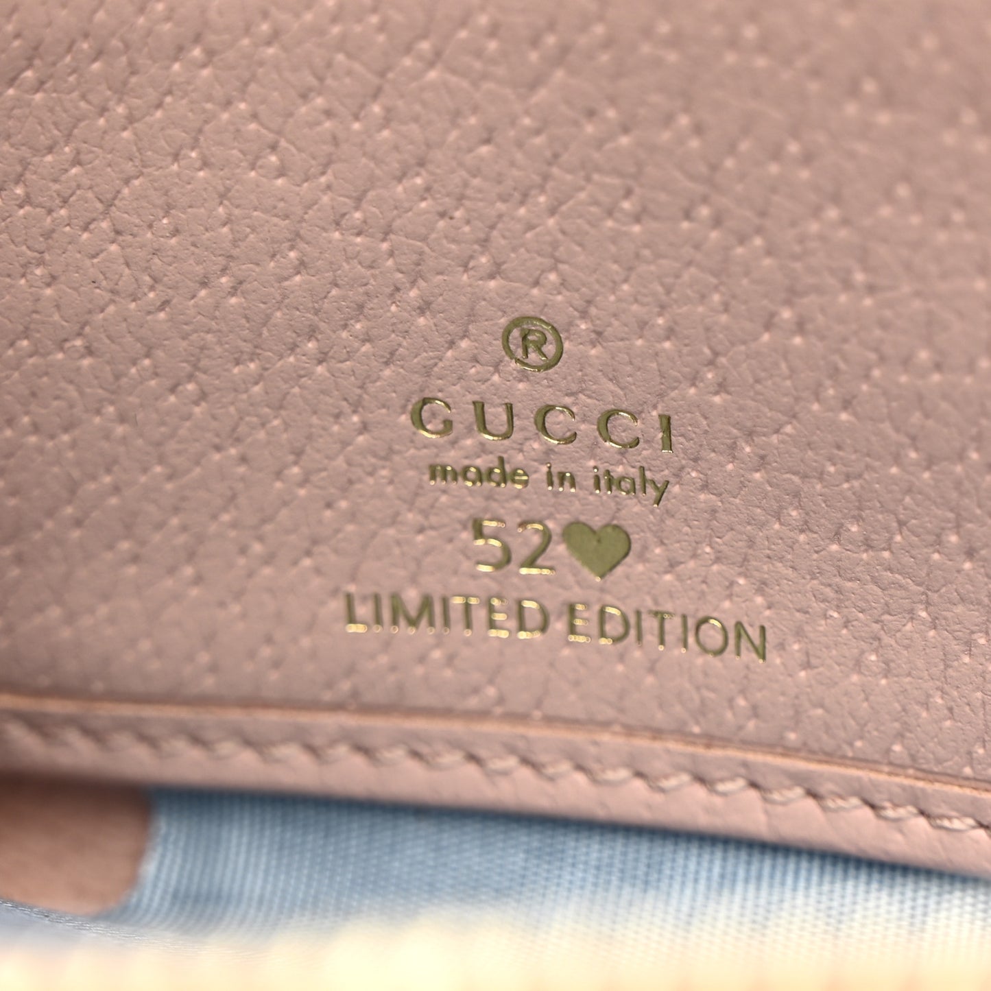 New Denim GG Monogram Calfskin Love Parade Zip Around Wallet Light Pink