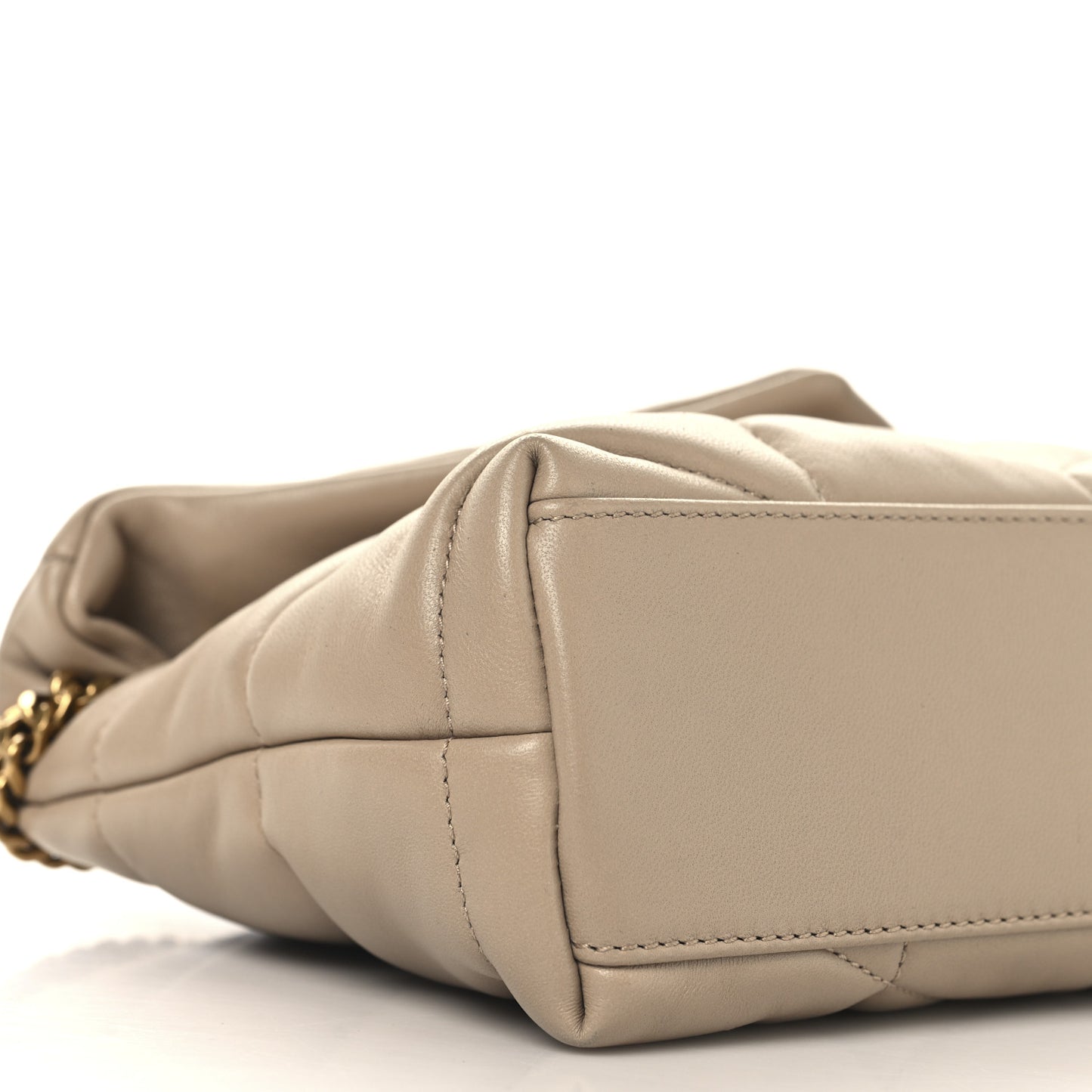 Lambskin Quilted Toy Loulou Puffer Monogram Chain Satchel Dark Beige