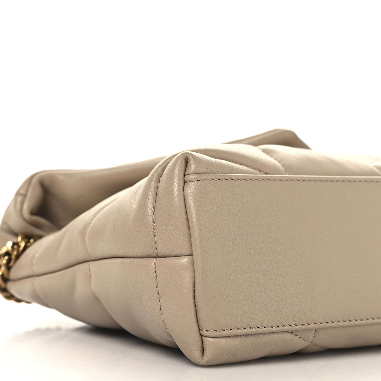 Saint Laurent Lambskin Quilted Toy Loulou Puffer Monogram Chain Satchel Dark Beige 9 of 10