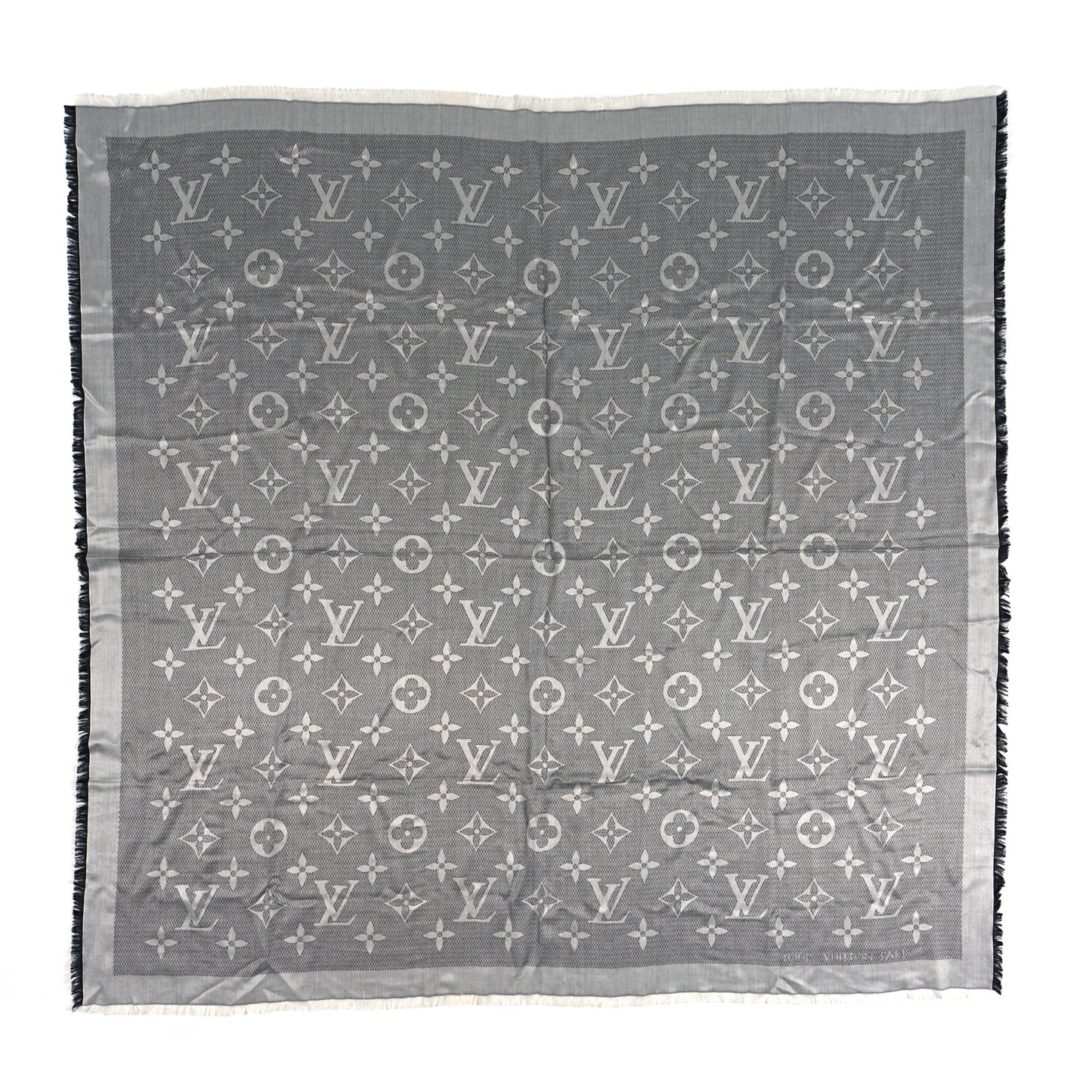 Silk Wool Beyond Monogram Shawl Silver