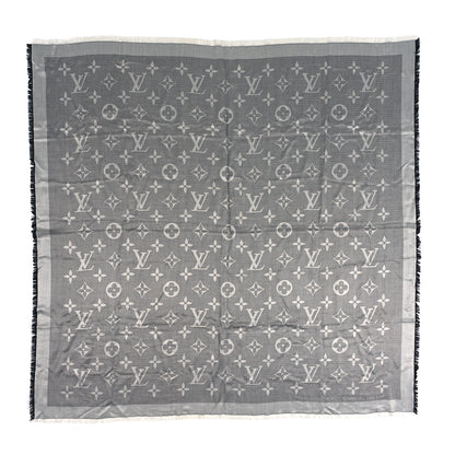 Louis Vuitton Silk Wool Beyond Monogram Shawl Silver 1 of 3
