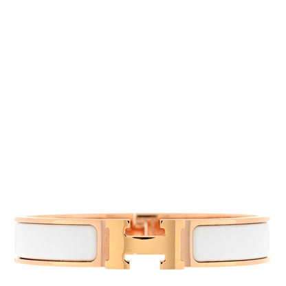 Hermes Enamel Narrow Clic Clac H Bracelet GM White 1 of 3