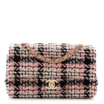 Chanel Tweed Quilted Mini Rectangular Flap Pink Black White 1 of 10