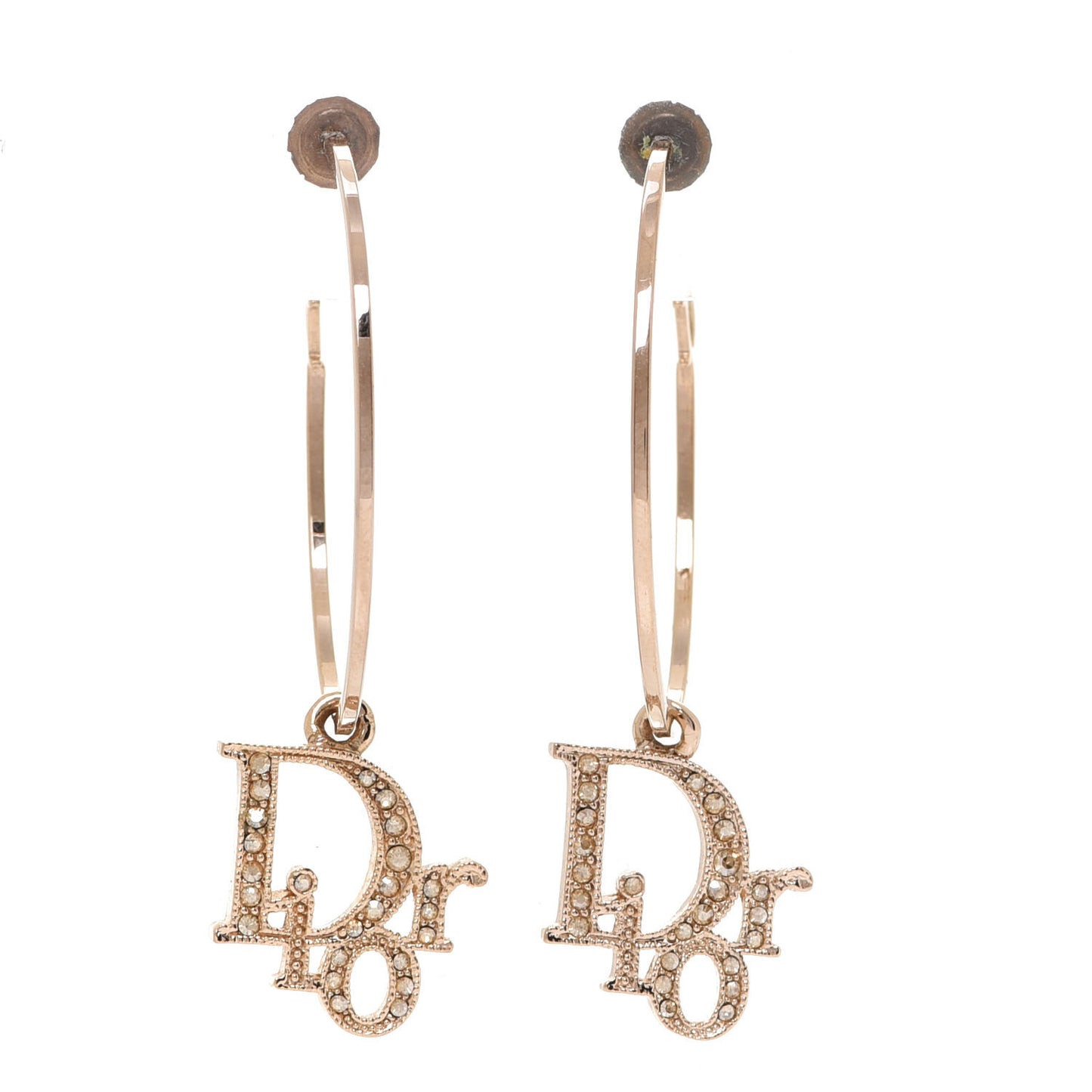 Crystal Logo Hoop Earrings Gold