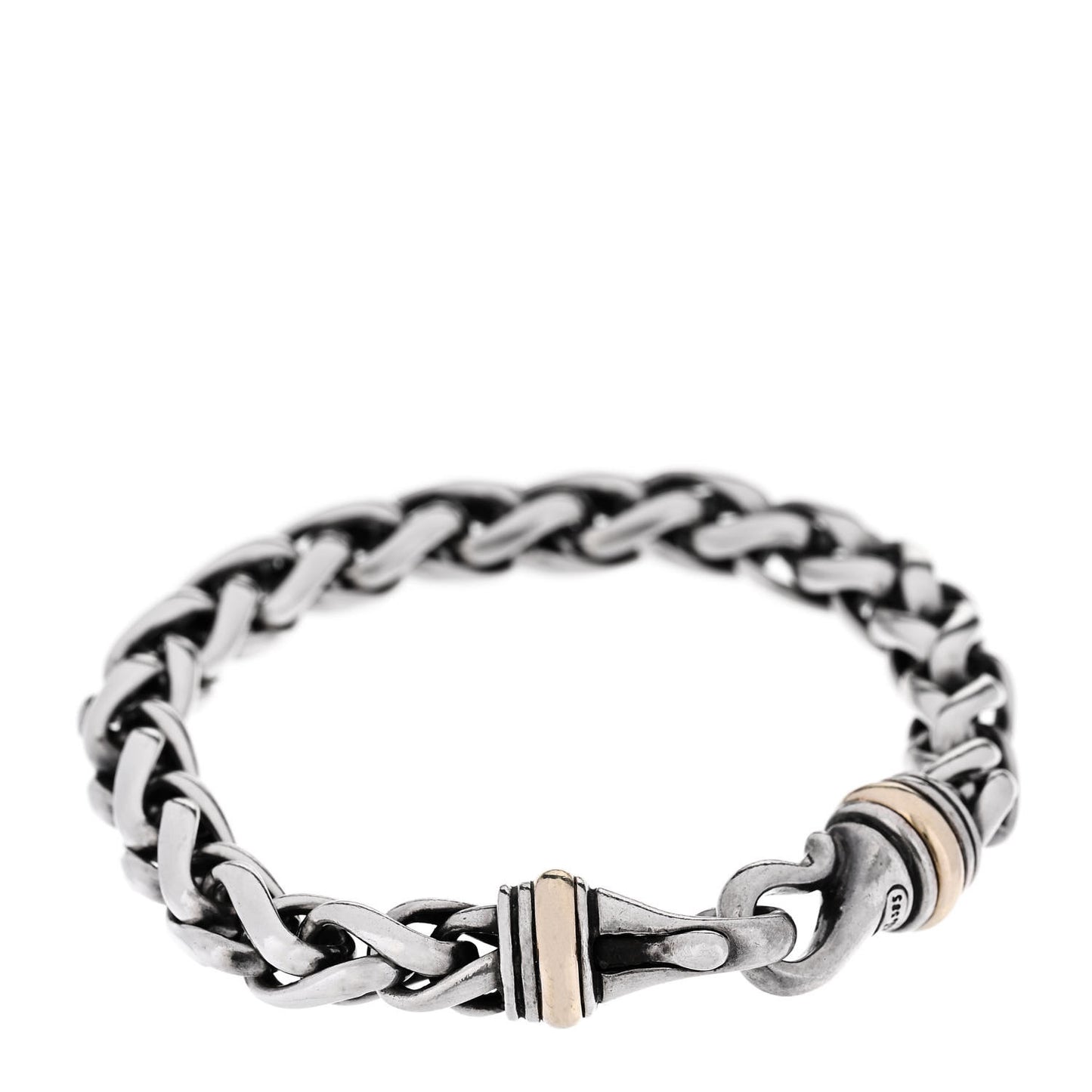 Sterling Silver 14K Yellow Gold 8mm Wheat Chain Bracelet