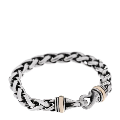 David Yurman Sterling Silver 14K Yellow Gold 8mm Wheat Chain Bracelet 2 of 4