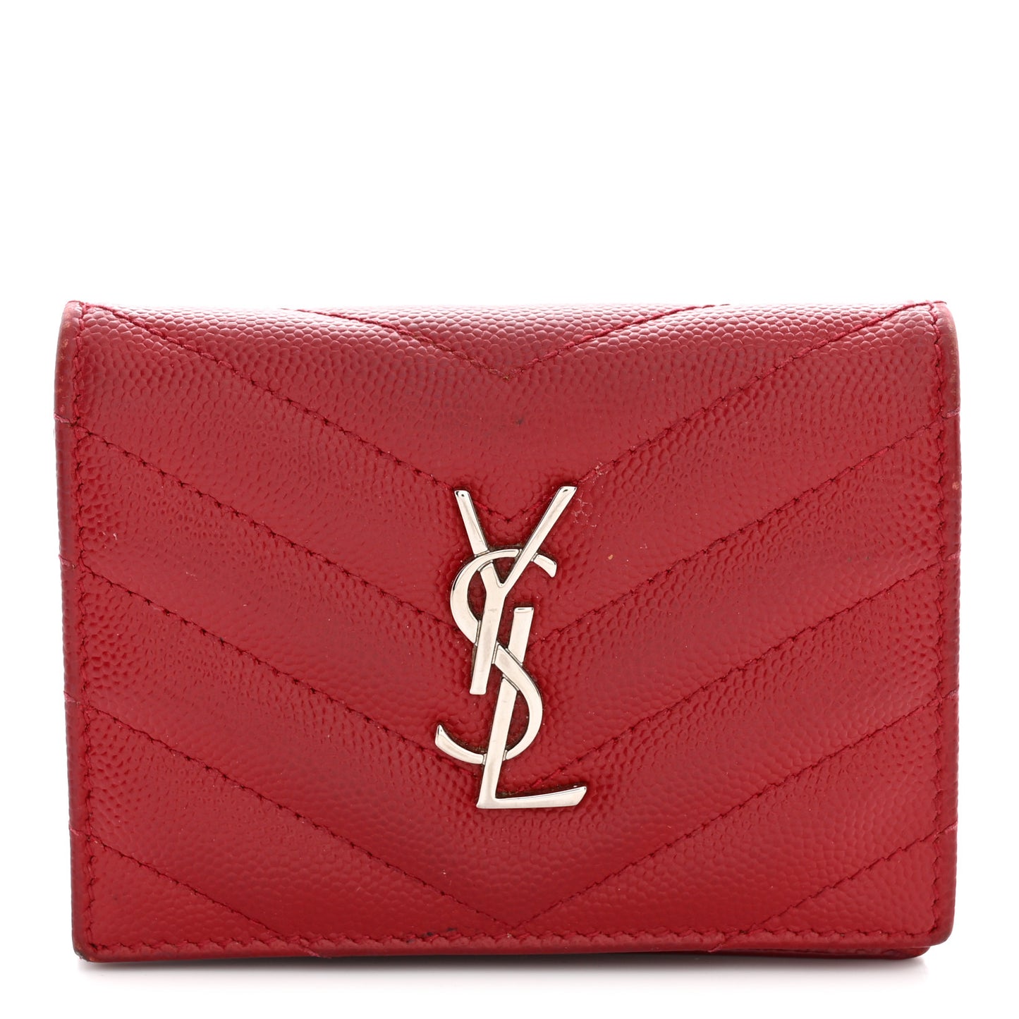 Grain De Poudre Matelasse Chevron Monogram Flap Card Case Red