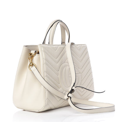 Gucci Calfskin Matelasse Small GG Marmont Tote White 4 of 16