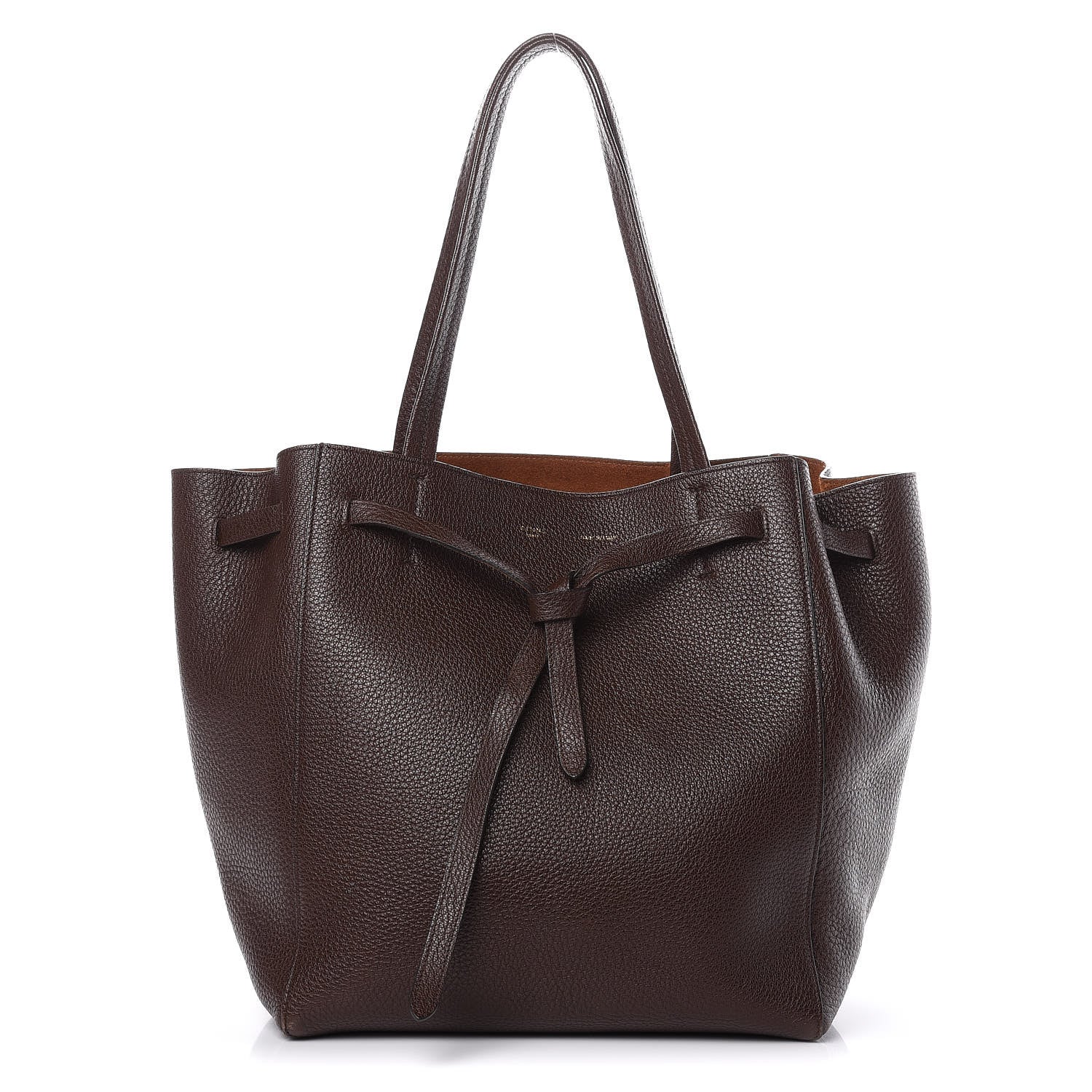 Celine Shiny Grained Calfskin Medium Belt Cabas Phantom Brown 1 of 12