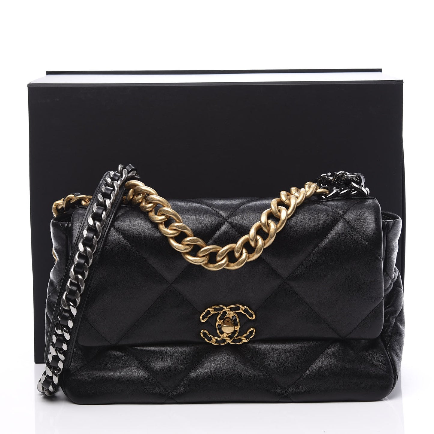 Goatskin Quilted Large 19 Flap Black