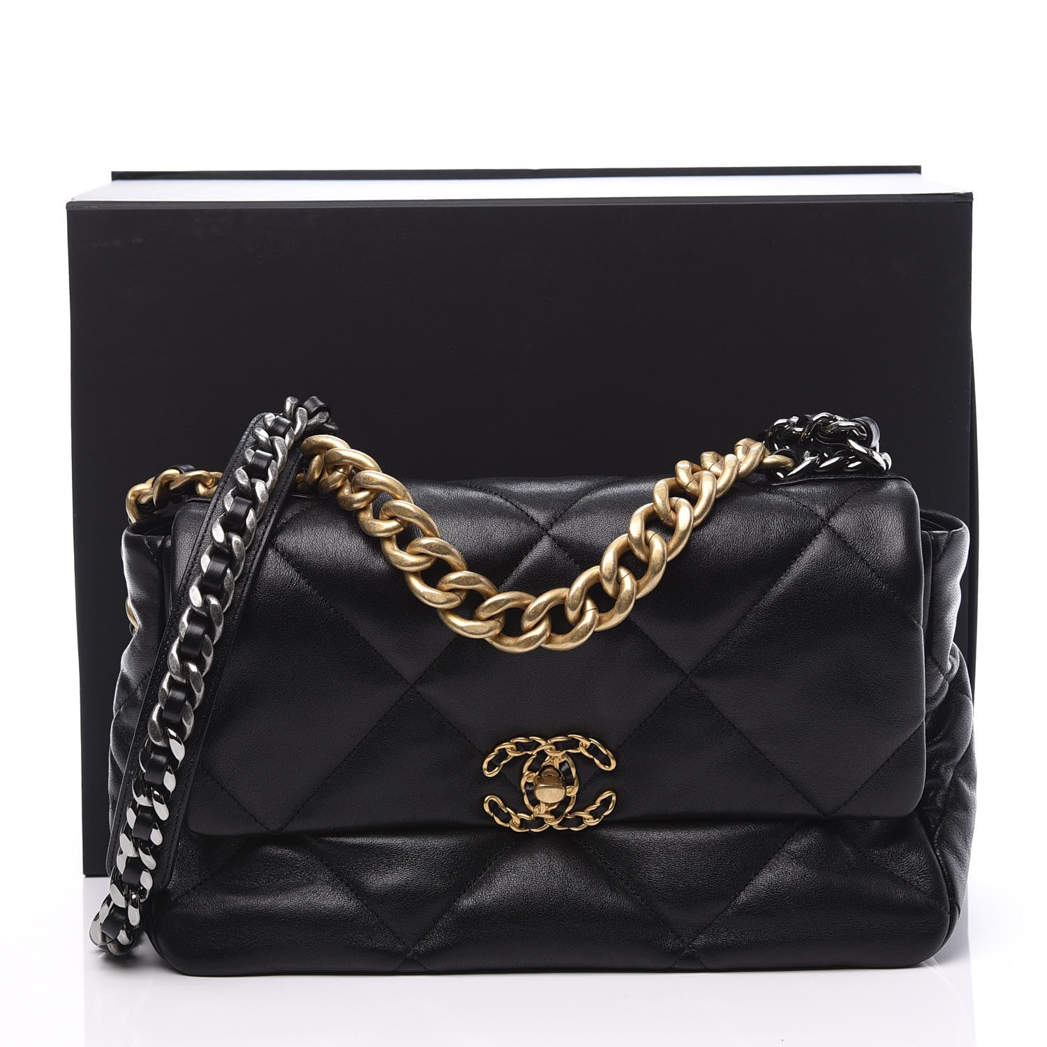 Chanel Goatskin Quilted Large 19 Flap Black 10 of 10