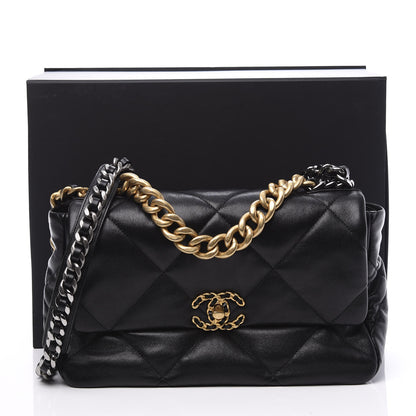 Chanel Goatskin Quilted Large 19 Flap Black 10 of 10