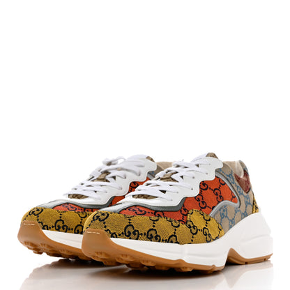 Gucci Monogram Multicolor Mens Rhyton Sneakers 9 Yellow Blue Great White Tabasco 3 of 8