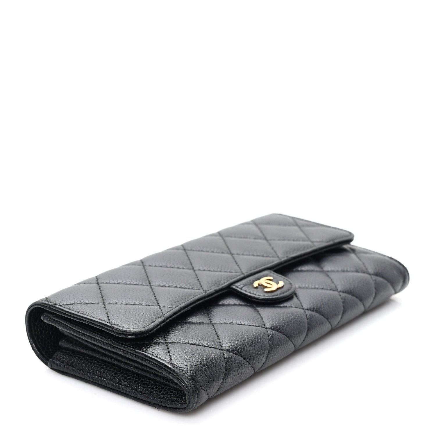 Chanel Caviar Quilted Large Gusset Flap Wallet Black 4 of 8