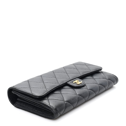 Chanel Caviar Quilted Large Gusset Flap Wallet Black 4 of 8