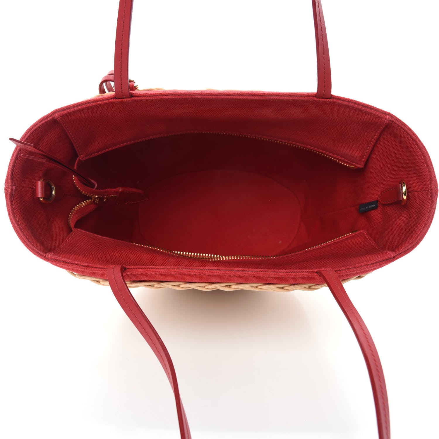 Prada Wicker Canvas Shoulder Bag Naturale Rosso 6 of 12