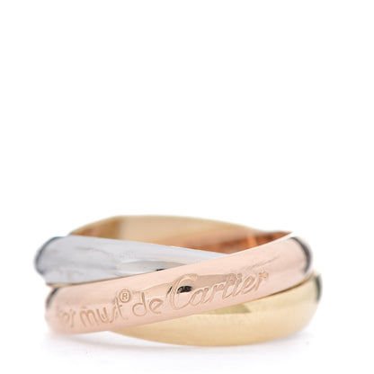 Cartier 18K Pink Yellow White Gold Classic Les Must De Trinity Ring 51 5.75 1 of 6