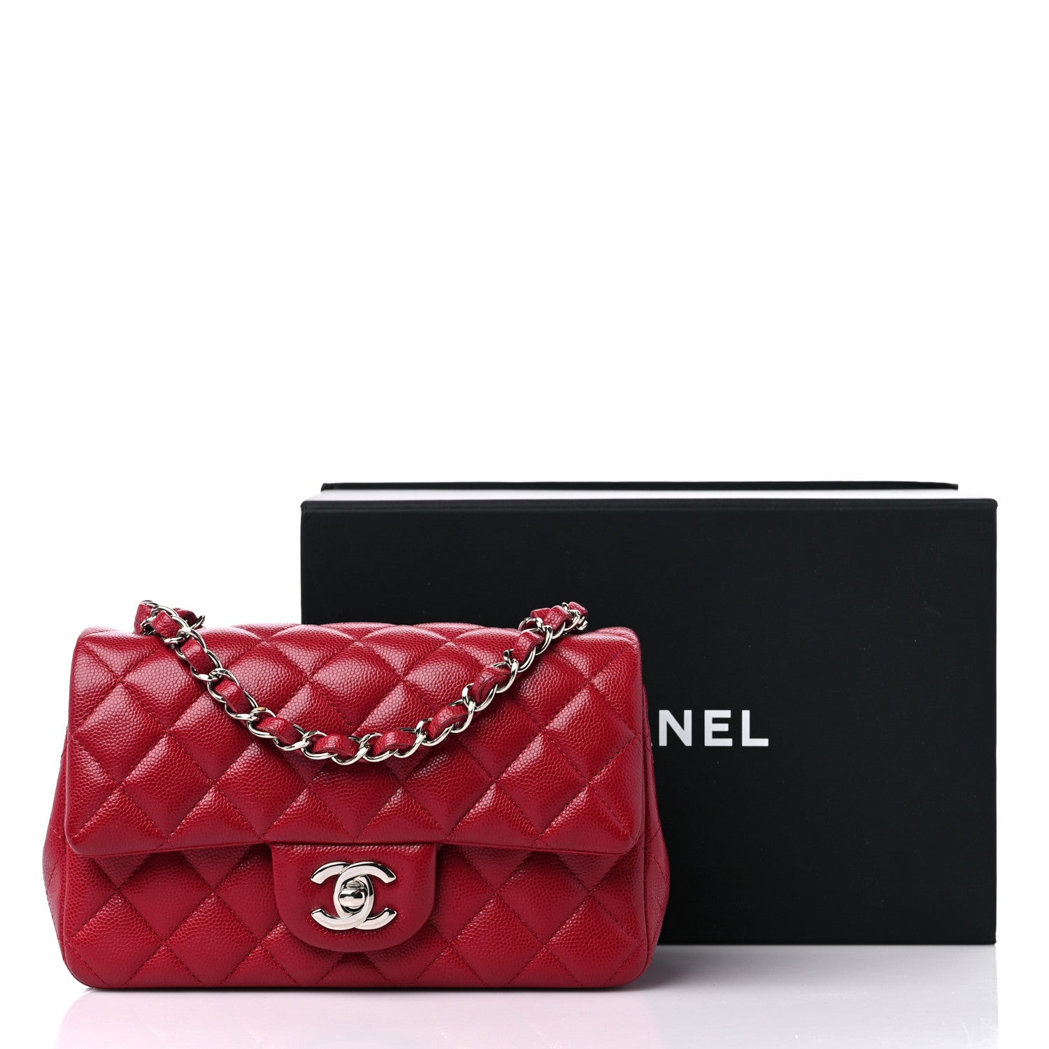 Chanel Caviar Quilted Mini Rectangular Flap Red 10 of 10