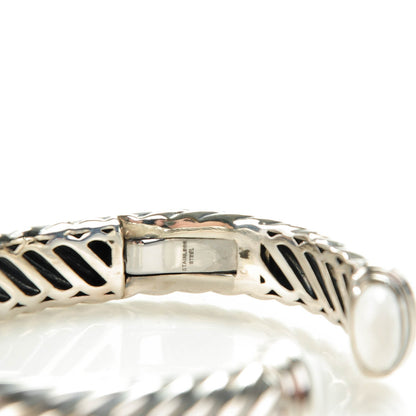 David Yurman Sterling Silver White Agate 10mm Waverly Bracelet 5 of 6