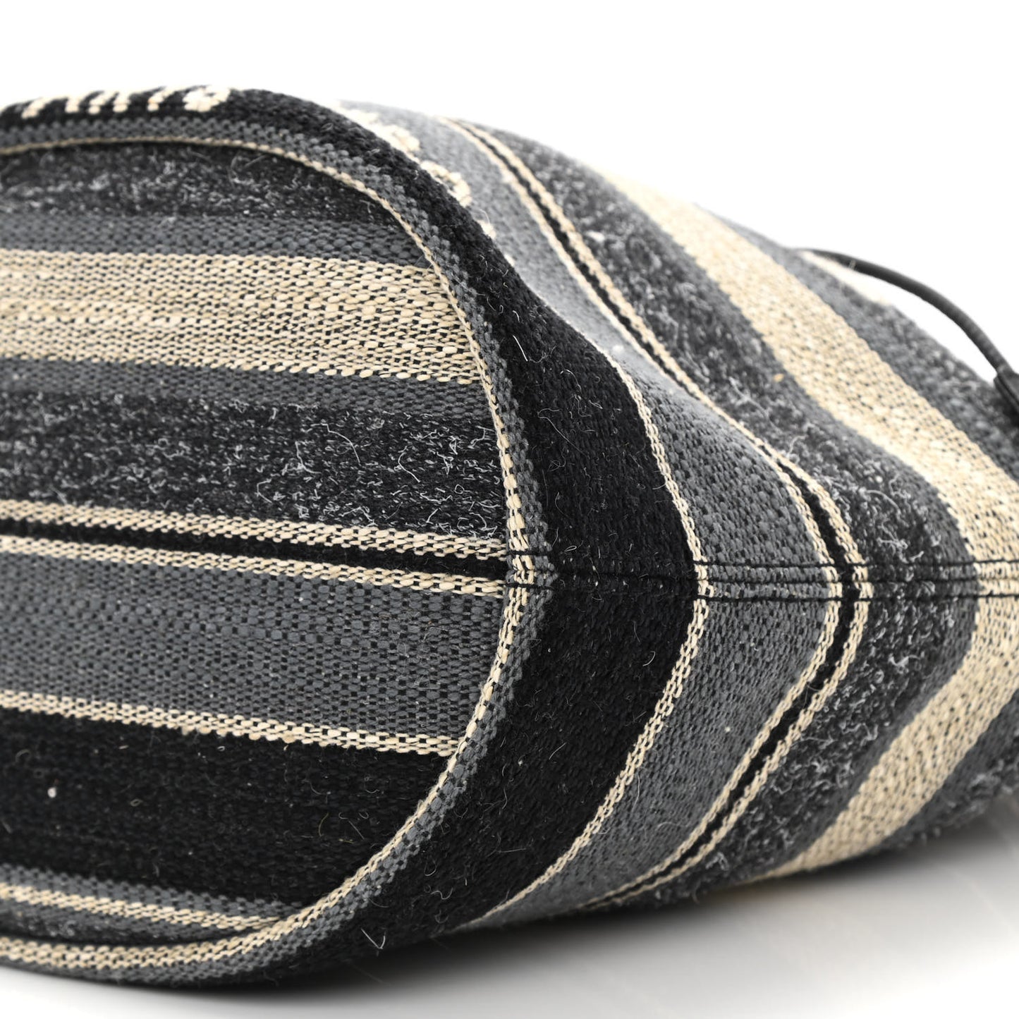 Striped Canvas Deauville Drawstring Bag Grey Black
