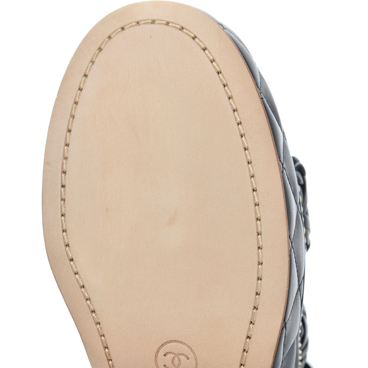 Calfskin Quilted Chain Around Wedge Sandals 39.5 Black