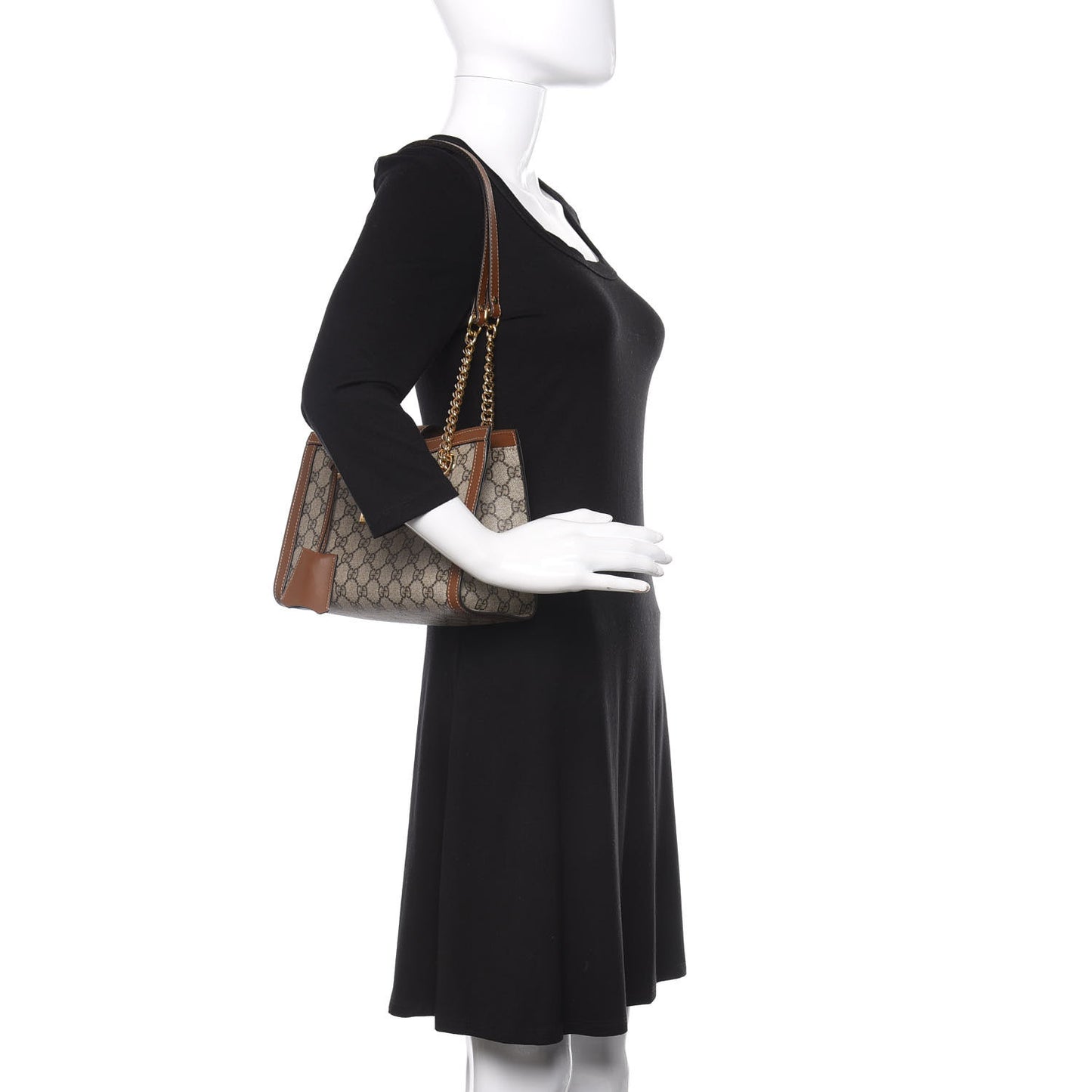 GG Supreme Monogram Calfskin Small Padlock Tote Beige Ebony Tuscany