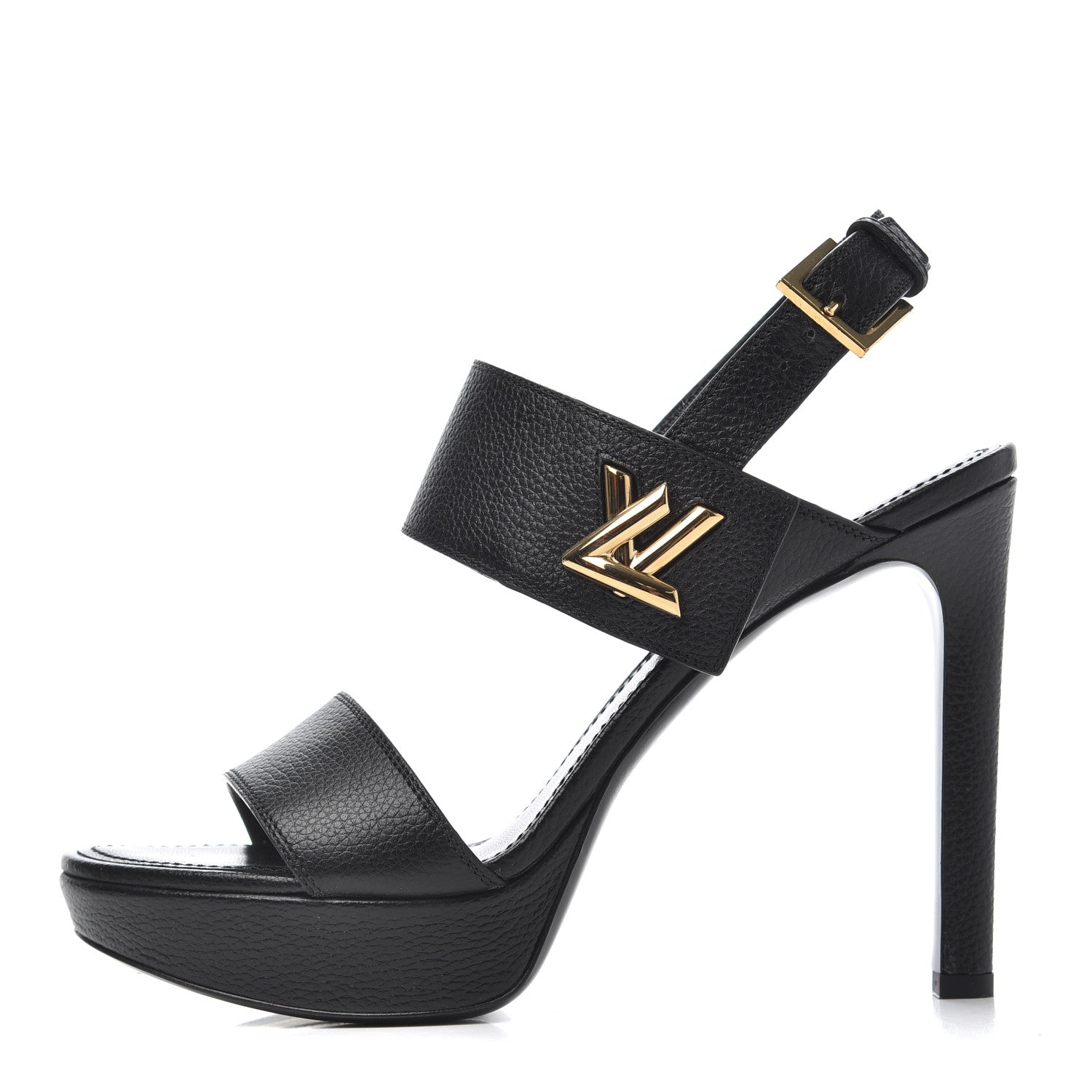 Louis Vuitton Grained Calfskin Horizon Platform Sandals 41 Black 1 of 11