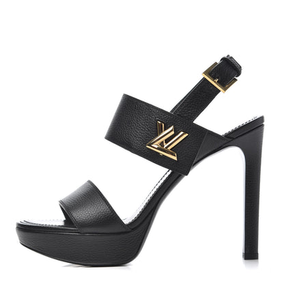 Louis Vuitton Grained Calfskin Horizon Platform Sandals 41 Black 1 of 11