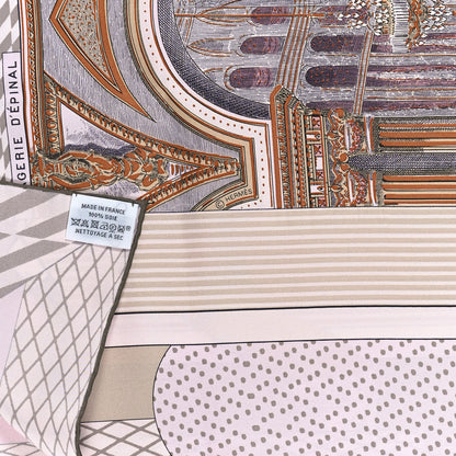 Hermes Silk Grand Theatre Nouveau Scarf 90 Rose Pale Etoupe 3 of 3