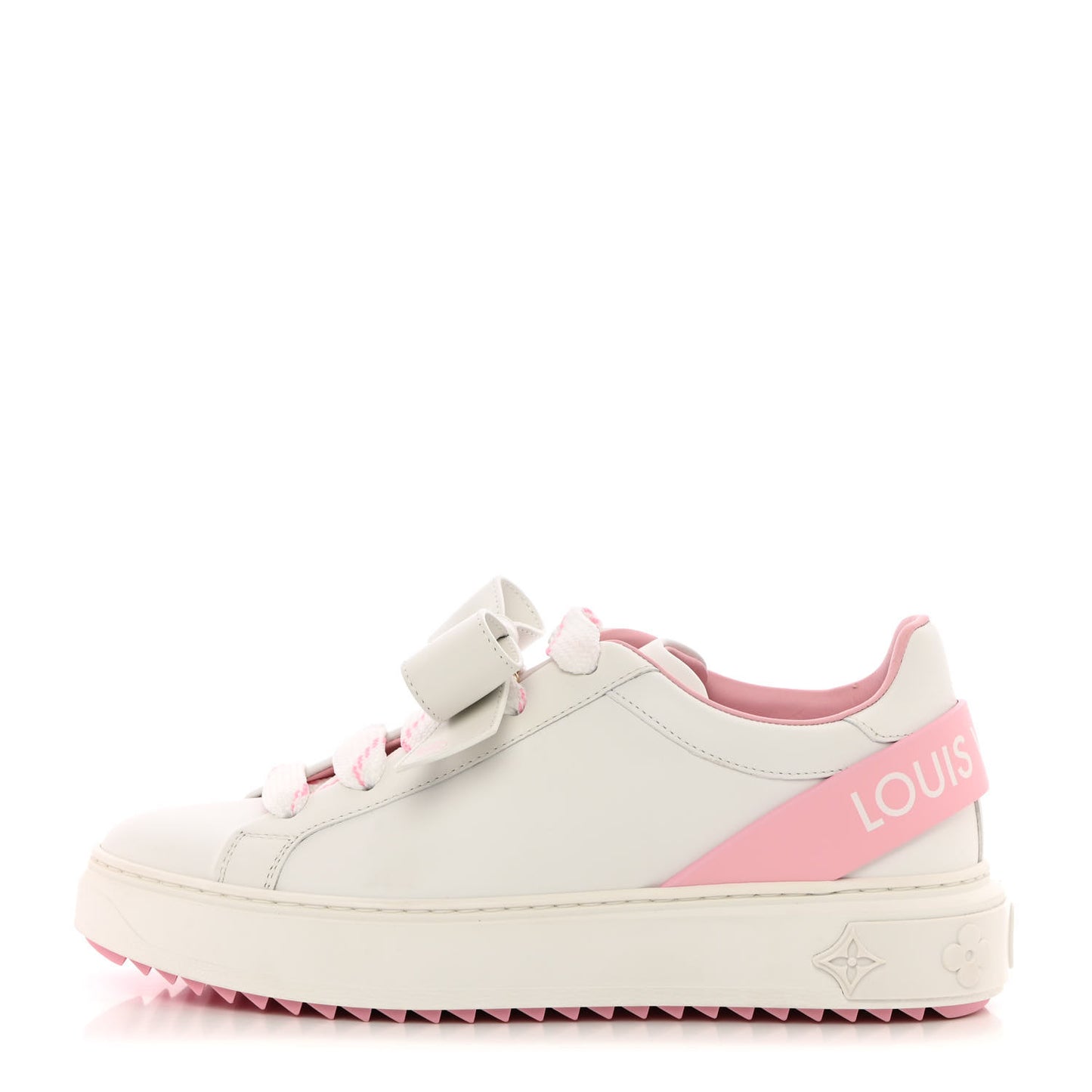 Calfskin Time Out Bow Sneakers 37 White Pink