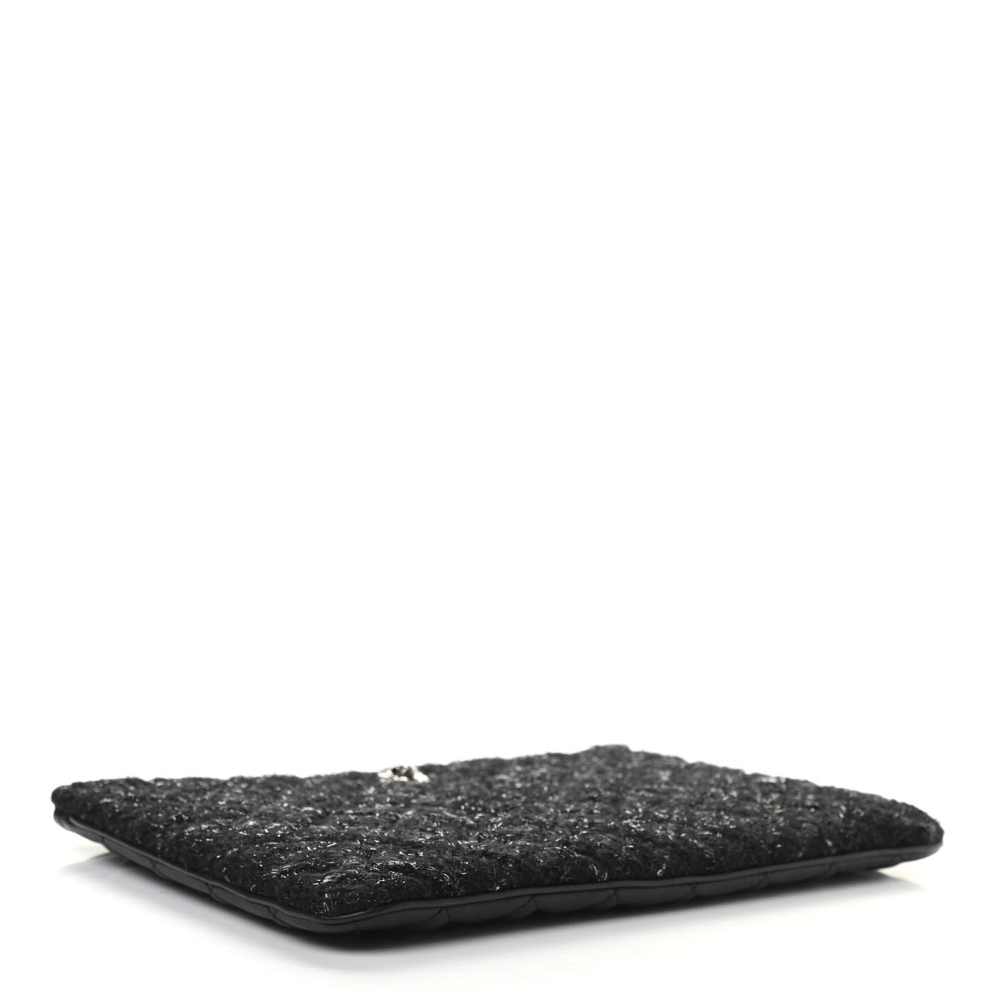 Tweed Lambskin Quilted Small Case Black