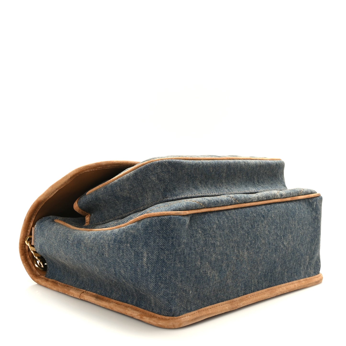 Denim Suede Monogram Medium Niki Chain Satchel Blue Cinnamon