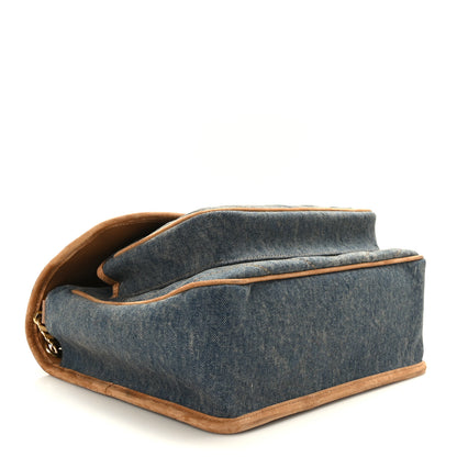 Saint Laurent Denim Suede Monogram Medium Niki Chain Satchel Blue Cinnamon 3 of 8