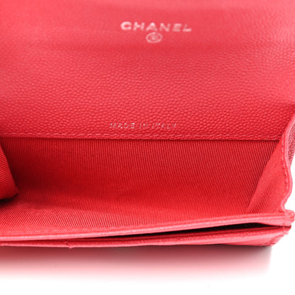 Chanel Caviar Chevron Quilted Flap Card Holder Red 4 of 11