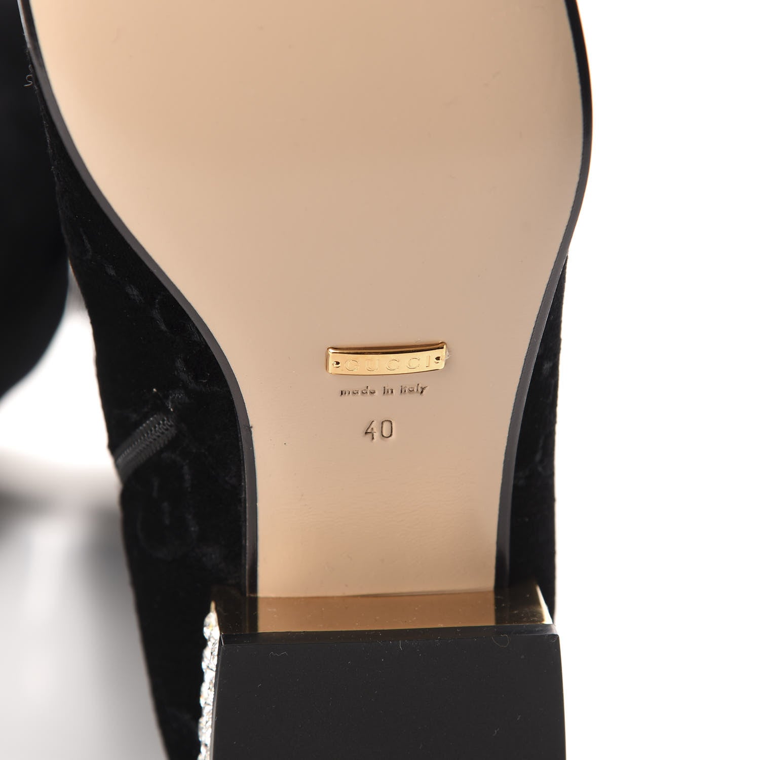 Gucci Velvet GG Monogram Crystal Horsebit Knee High Boots 40 Black 7 of 9
