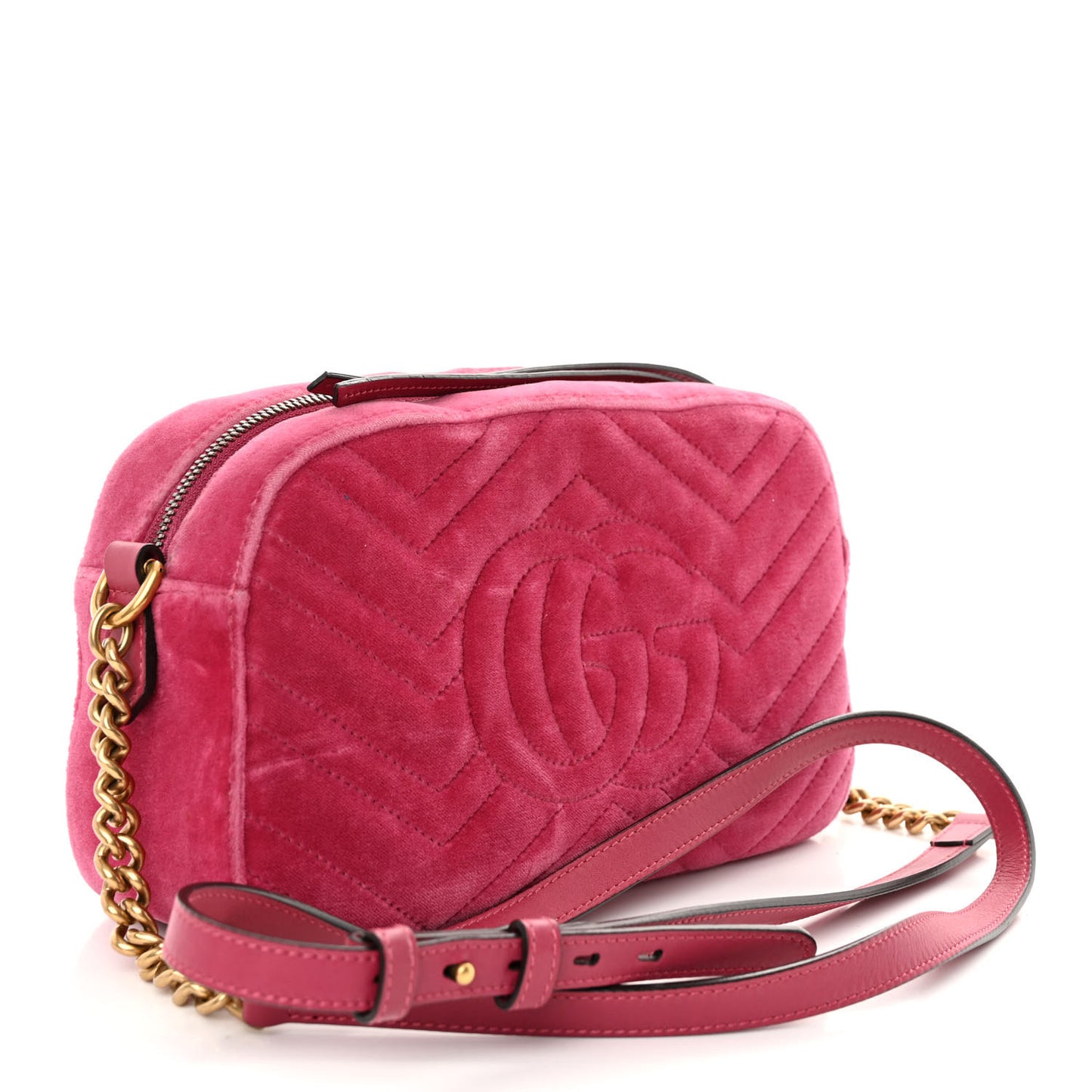 Velvet Matelasse Small GG Marmont Chain Shoulder Bag Light Raspberry Rose