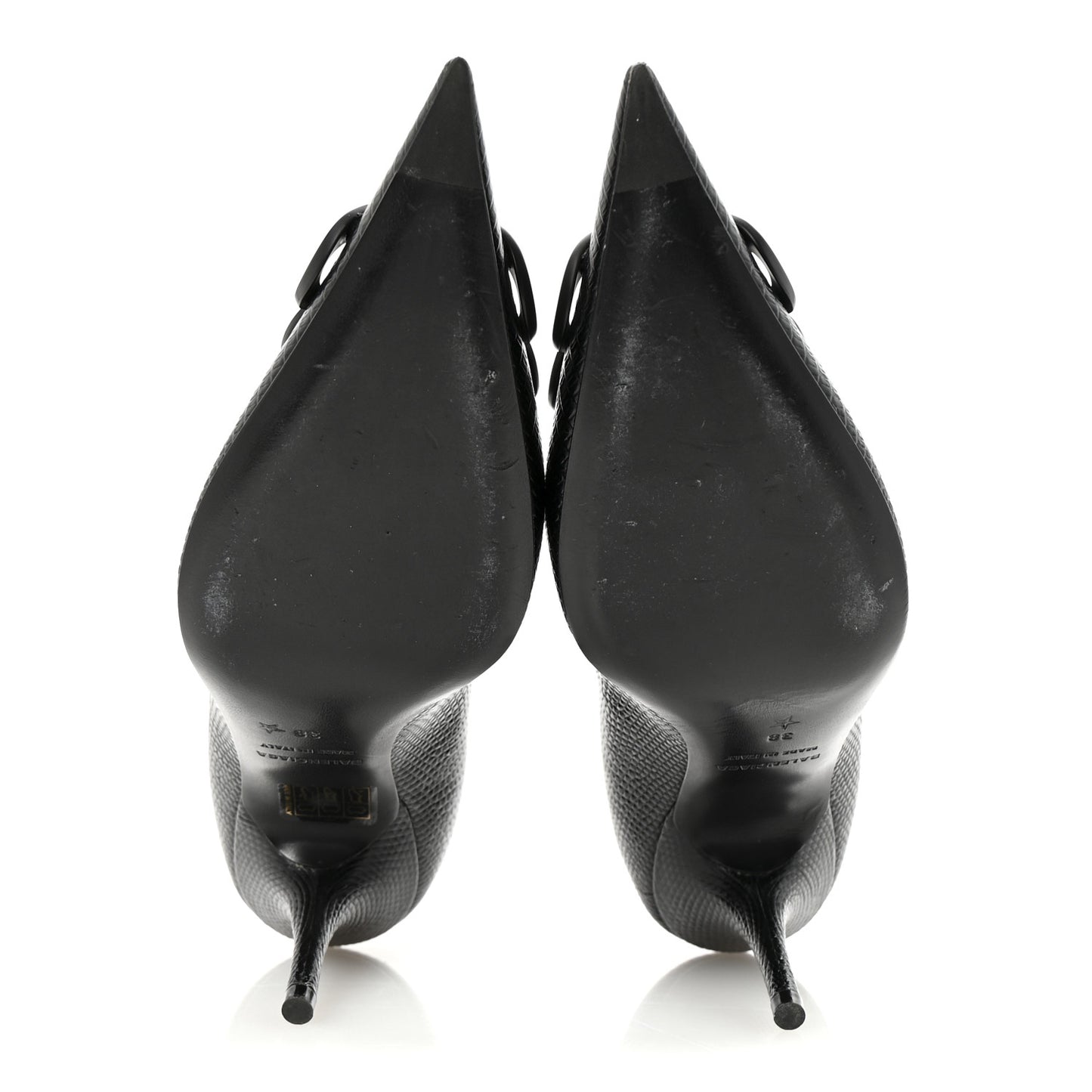 Calfskin Lizard Embossed BB Square Knife 80mm Pumps 38 Black