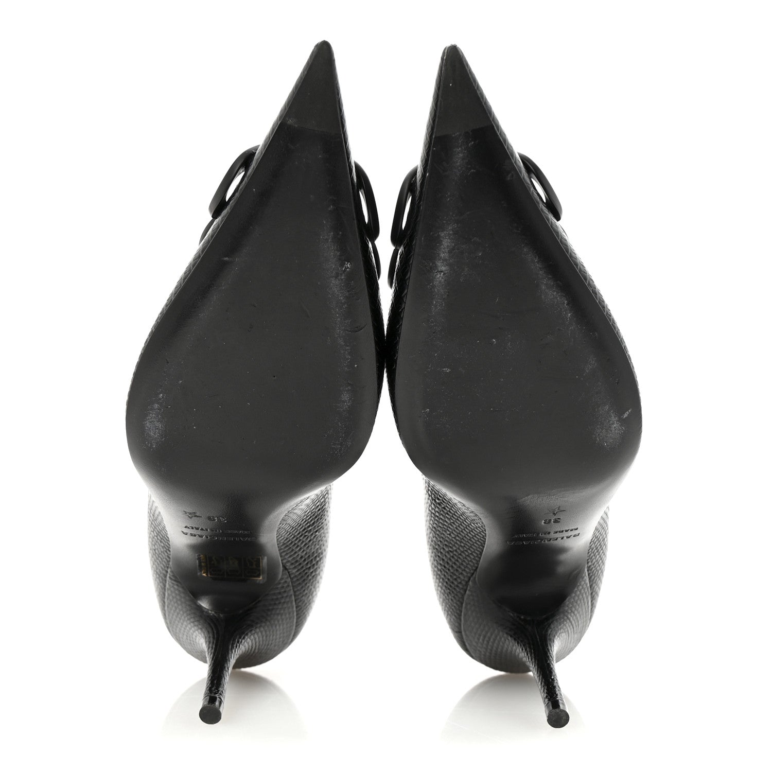 Balenciaga Calfskin Lizard Embossed BB Square Knife 80mm Pumps 38 Black 6 of 10