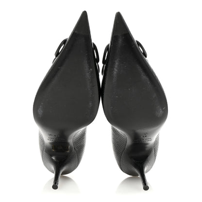Balenciaga Calfskin Lizard Embossed BB Square Knife 80mm Pumps 38 Black 6 of 10