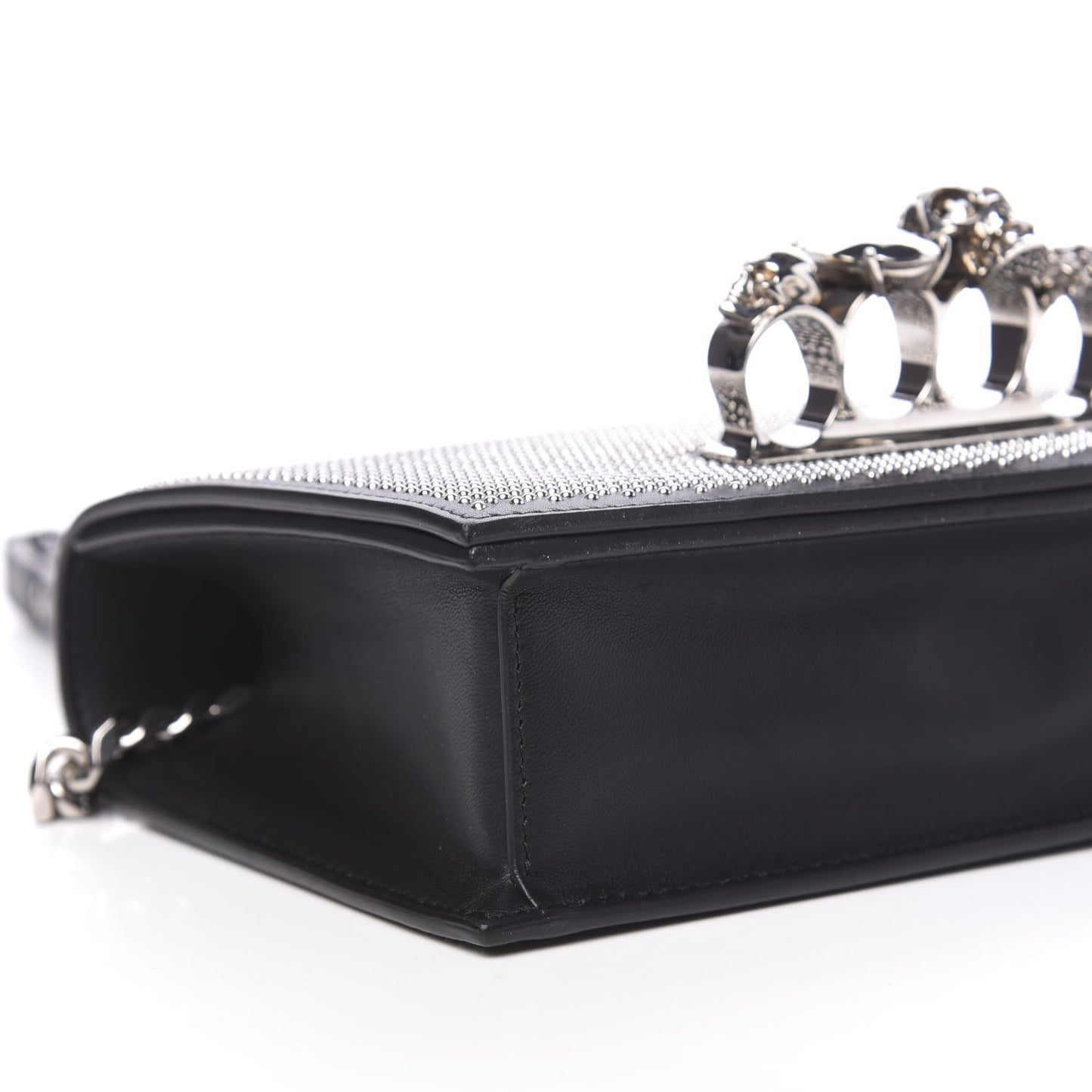 Calfskin Studded Knuckle Crossbody Bag Black