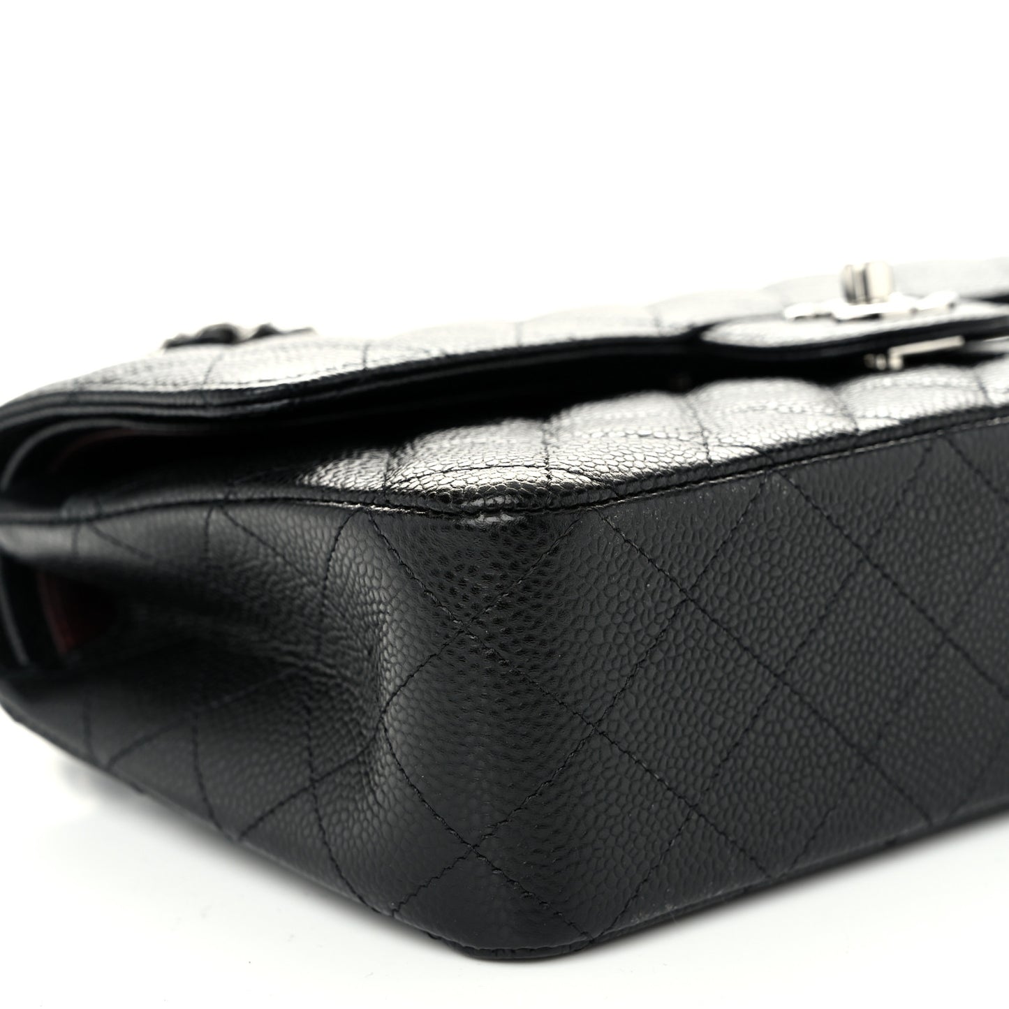 Caviar Quilted Medium Double Flap Black