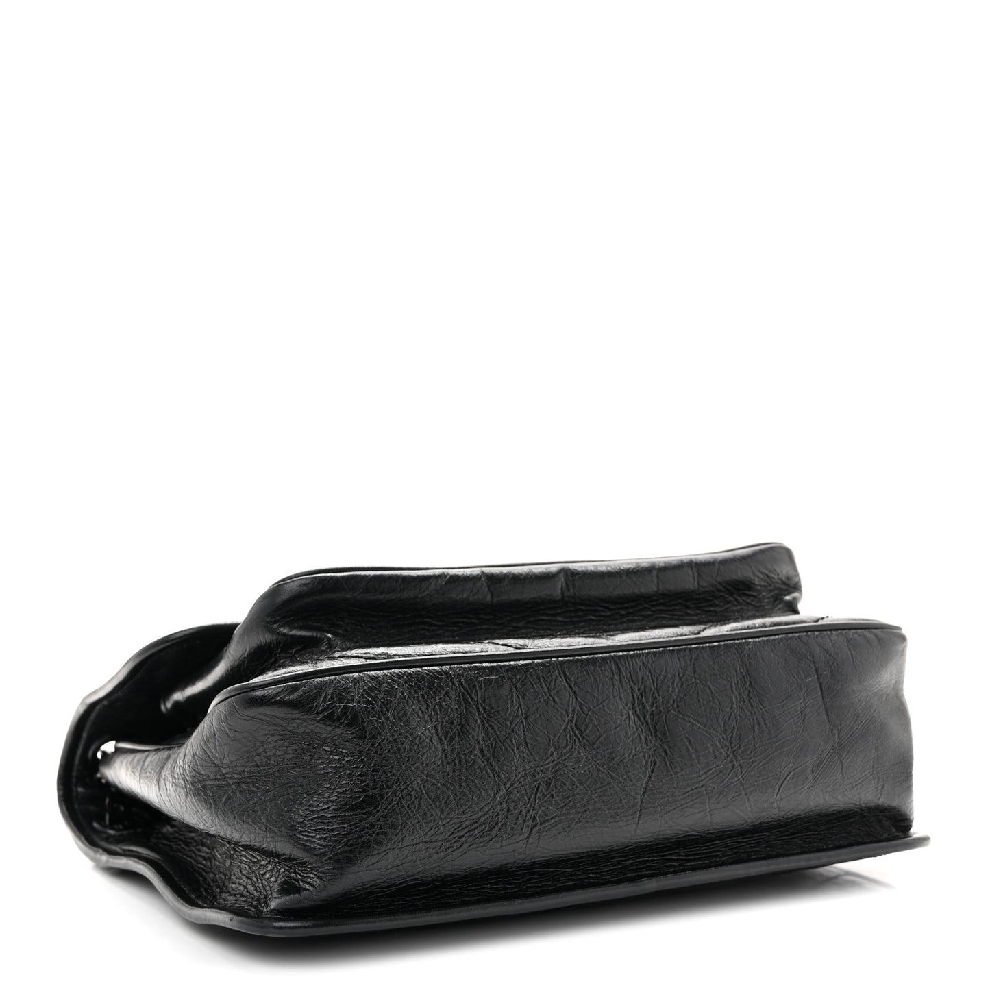 Crinkled Calfskin Matelasse Monogram Medium Niki Chain Satchel Black