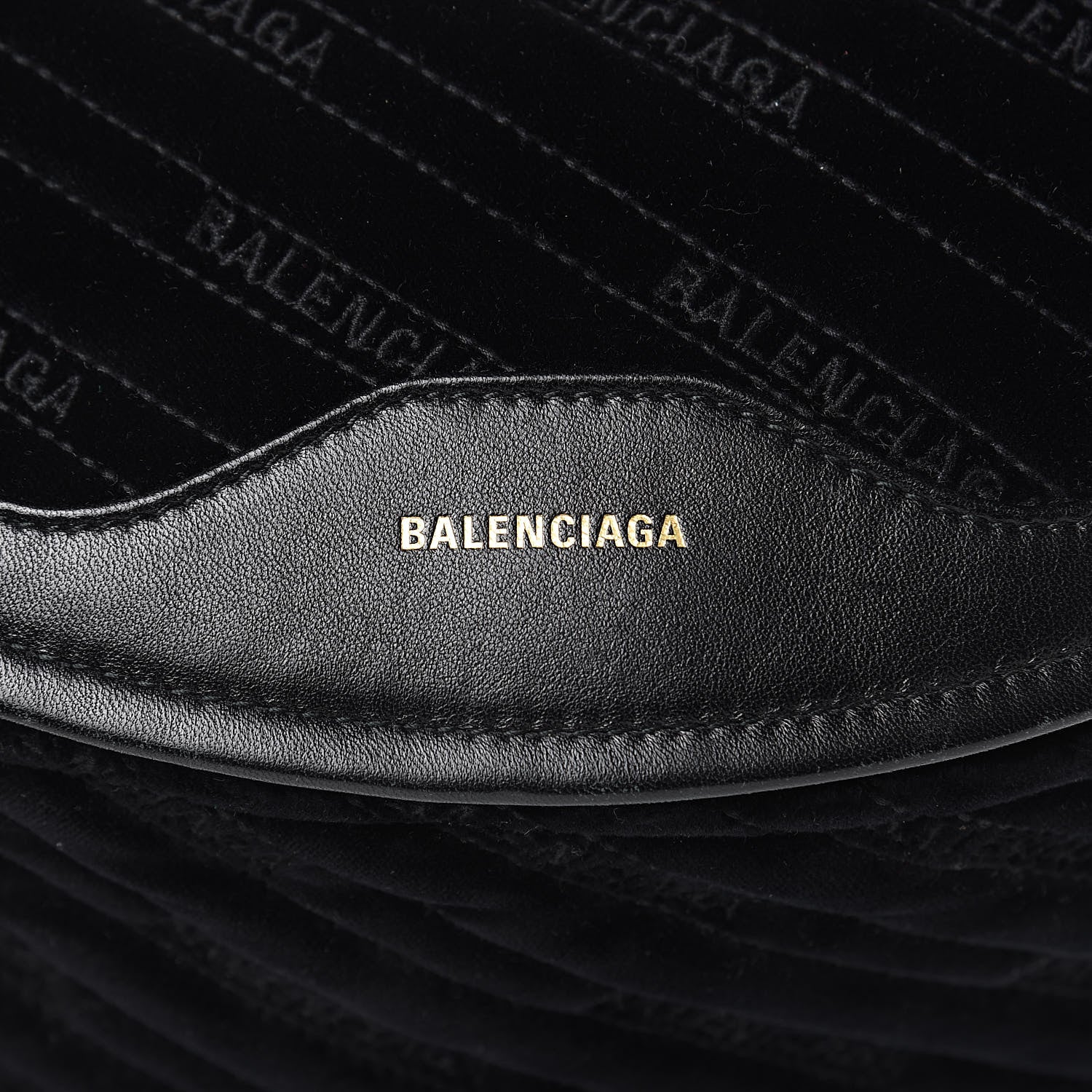 Balenciaga Crushed Velvet Diagonal Allover Logo Matelasse XS Souvenir Belt Bag Black 8 of 10