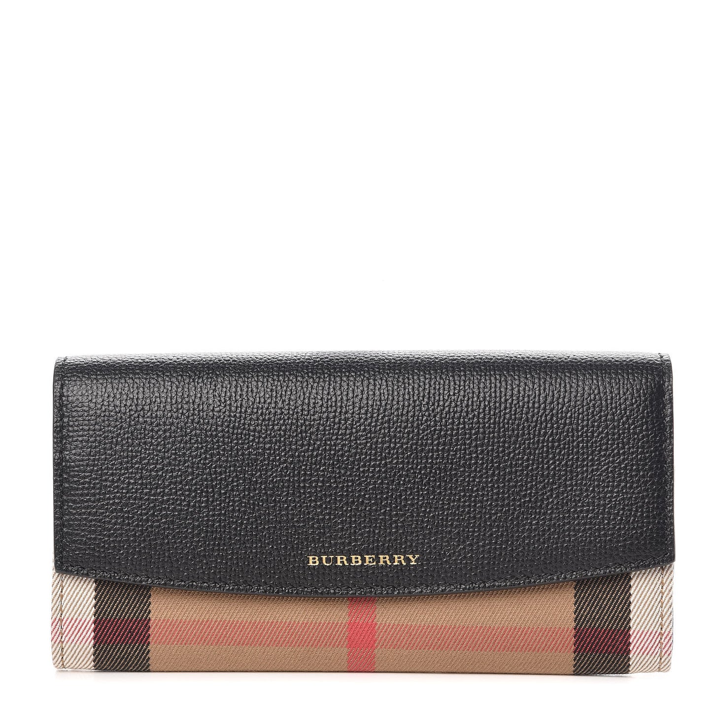 Calfskin House Check Porter Continental Wallet Black